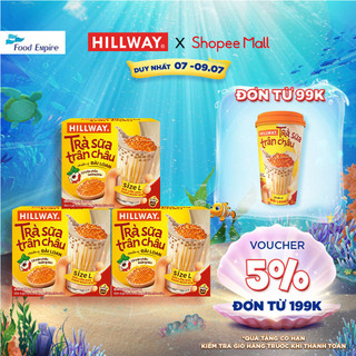 Combo 3 hộp Trà sữa trân châu Hoàng Kim - Hillway - Chuẩn vị Đài Loan size L (hộp 4 gói trà sữa, 4 gói trân châu)
