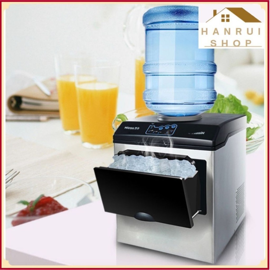 Máy làm đá viên tinh khiết kiêm cây nước lạnh Hicon 3 Size đá tuỳ chọn công suất 160w 25kg/Ngày ❤️Hanrui Shop❤️