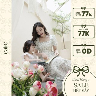 Váy dáng xoè Calie cổ vuông tay bồng eo chiết ly VX183