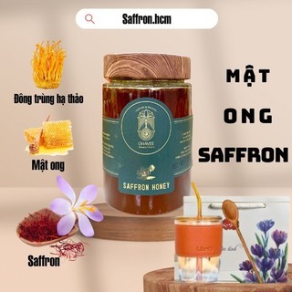  Mật ong saffron ngâm đông trùng hạ thảo hũ 180ml tăng kèm ly 450ml cây lấy mât tui 