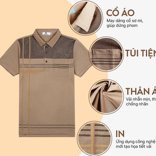 Áo thun polo nam có túi, áo thun nam trung niên có cổ ngắn tay đẹp PackHorse, size lớn 90kg thoải mái