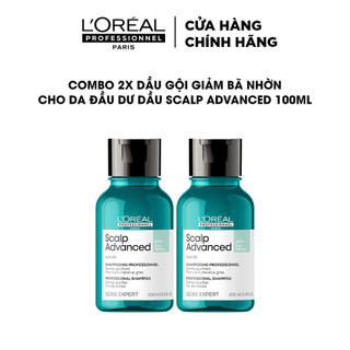 Combo 2x Dầu gội giảm bã nhờn cho da đầu dư dầu L'Oréal Professionnel Scalp Advanced 100ml