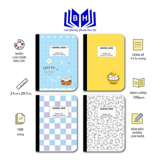 Sổ bìa bồi A4 may gáy 160 trang 4 ô ly, Sổ A4 kẻ ô ly A4 minh châu 518 kt 21cm x 29.7cm