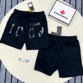89 Quần Short Nam DSQ Nỉ Chân Cua Đen In Hoạ Tiết Chữ ICON Cạp Chun Sày Dặn Cao Cấp Cho các Boy Phố Đi Học Đi Tập 89