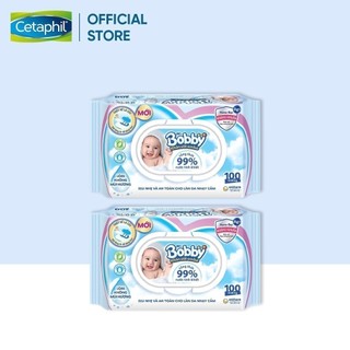 Combo 2 Hộp khăn giấy ướt không mùi Bobby 100 tờ/gói