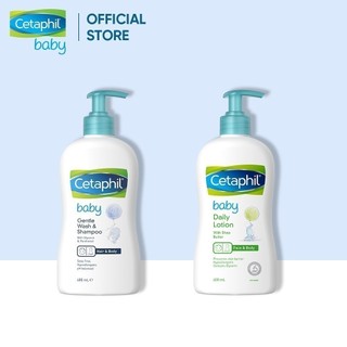 Combo Sữa tắm gội Cetaphil Baby Gentle Wash & Shampoo 400ml + Sữa dưỡng ẩm hằng ngày Cetaphil Baby Lotion 400ml