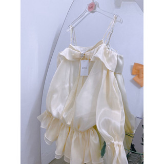 Đầm thiết kế trễ vai tay phồng đính nơ kèm  •Mia Dress