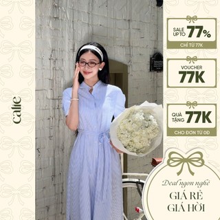 Váy dáng A cổ tròn vai chờm thương hiệu Calie VA408
