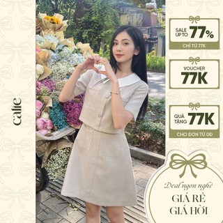Váy nữ dáng a phối cổ can eo đính cúc trang trí calie va327 va425