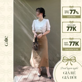 Chân váy dáng a midi xẻ sau cạp cao calie ca089