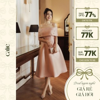 Đầm dự tiệc thiết kế calie dáng xoè đính đá cúp ngực sang trọng vx162