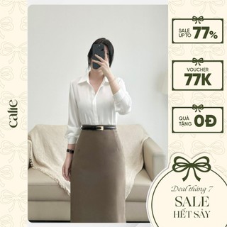 Áo sơ mi lụa nữ dài tay cổ đức form rộng dáng basic thanh lịch thời trang công sở Calie House AS261