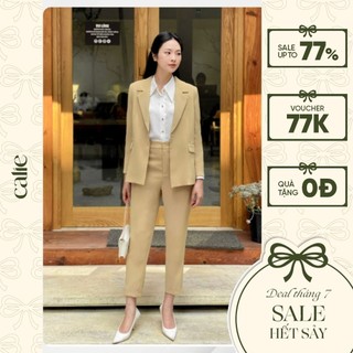 Áo blazer nữ dài tay dáng suông túi cơi chéo ngực CALIE AB075
