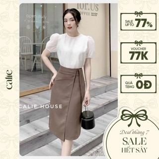 Chân váy dáng dài nữ dáng A vạt lệch 3 ly thanh lịch thời trang công sở Calie House CV8M