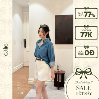 Áo sơ mi denim nữ calie dáng suông dễ mix đồ áo sơ mi bò nữ as297