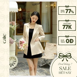 Ao khoác Blazer nữ dáng dài hàn quốc, Áo Blazer thiết kế form chiết eo CALIE AB067