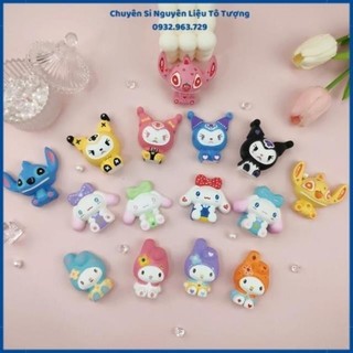 Tượng Tô Màu Cao Cấp 2D Sanrio Stitch, Kuromi, Cinnamoroll Tượng Thạch Cao Mini