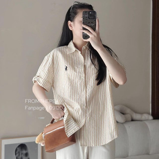[H.Lana] ÁO SƠ MI KẺ DỌC THÊU NGỰA 2M