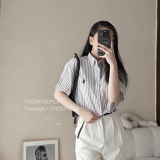 [H.Lana] ÁO SƠ MI KẺ DỌC THÊU NGỰA 2M