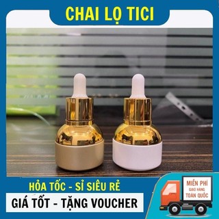 Chai lọ đựng tinh dầu 20ml bầu xi vàng, chiết serum, tinh chất