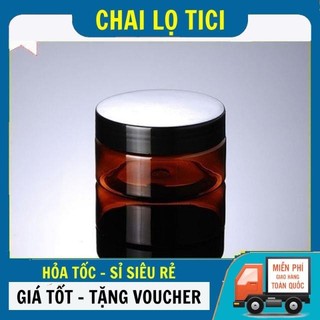 Hũ hộp 100g nhựa pet nâu nắp đen