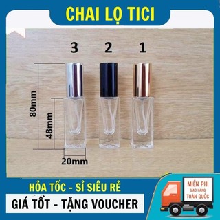Chai Lọ Chiết Nước Hoa Thủy Tinh 5ml, 10ml/ Chai Lọ Thủy Tinh Vuông Lùn 10ml