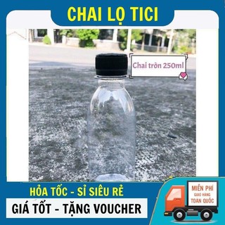Chai lọ nhựa 250ml/ chai lọ nhựa thân tròn nắp vặn/ chai lọ trà sữa 250ml