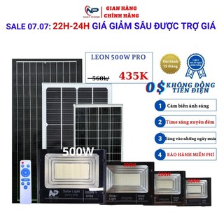  Đèn led năng lượng mặt trời SHOP NHẬT PHONG,đèn pha đôi LEON trang trí sân vườn 300W,500W cảm biến remot BH 12 Tháng 