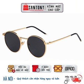 Kính mát đi biển nam nữ SANTONY mắt tròn gọng kim loại phối đồ chụp ảnh siêu đẹp