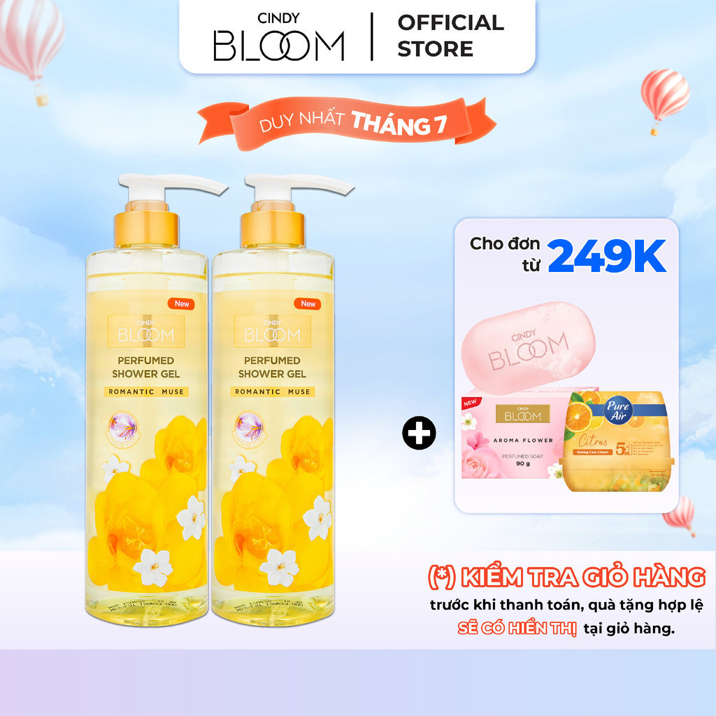 Combo 2 Sữa tắm nước hoa Cindy Bloom Romantic Muse hương quyến rũ lãng mạn 640g/chai