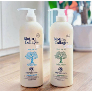 Biotin Collagen Trắng - Cặp Dầu Gội Xả Biotin Collagen Trắng 1000ml - Biotin Collagen Trắng Nuôi Dưỡng Tóc Chắc Khỏe