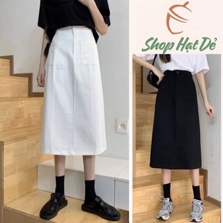 Chân váy kaki nữ dáng dài qua gối trẻ trung siêu cá tính trắng đen ulzzang A3 Shop Hạt Dẻ