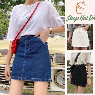 Chân váy jean nữ trẻ trung tôn dáng, L7 chân váy chữ A cạp cao có quần lót trong hot trend 2023 Shop Hạt Dẻ