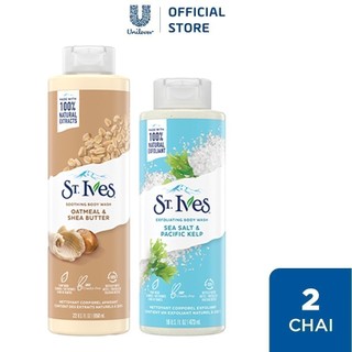Combo Sữa tắm St.ives Yến mạch và bơ 650ml và Sữa tắm St.ives Muối biển 473ml