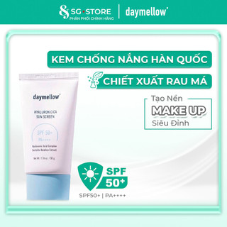 Kem chống nắng rau má Hàn Quốc Daymellow Hyaluron Cica SPF50+ PA++++ 50g dưỡng ẩm, tạo nền make up