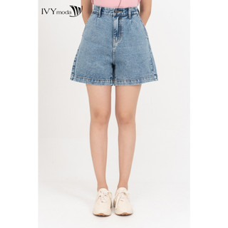 Quần sooc demin ống suông nữ ivy moda ms 23m8727