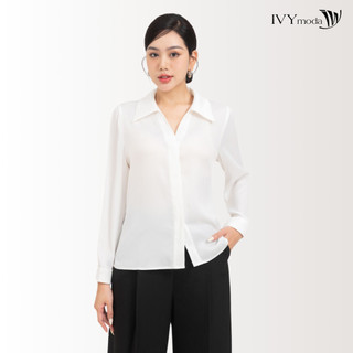 Áo sơ mi lụa basic nữ ivy moda ms 17m8605