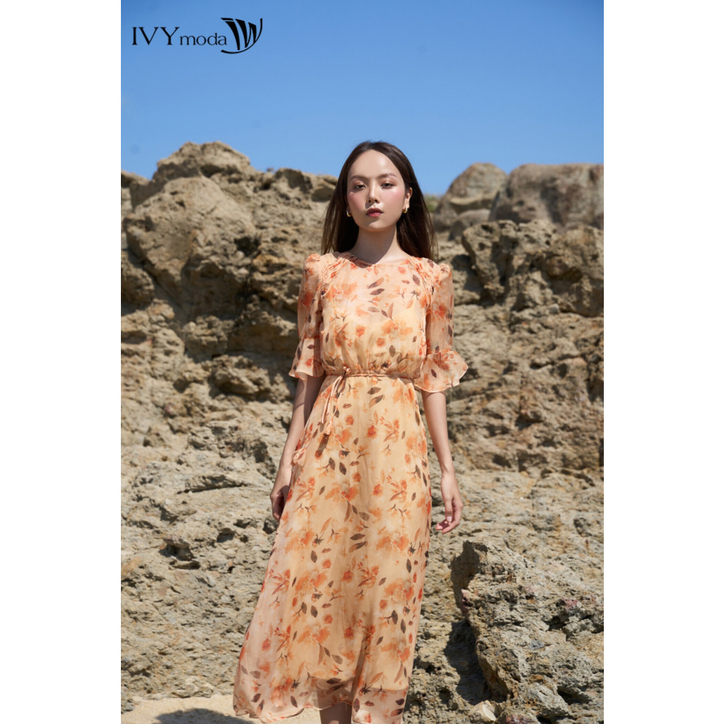 Đầm hoa xòe tay lỡ nữ IVY moda MS 48M8775 | BigBuy360 - bigbuy360.vn