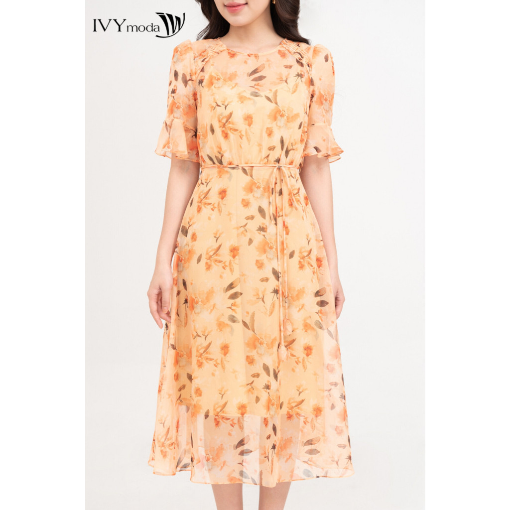 Đầm hoa xòe tay lỡ nữ IVY moda MS 48M8775 | BigBuy360 - bigbuy360.vn