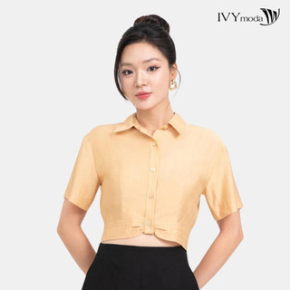 Áo sơ mi tencel croptop nữ ivy moda ms 16b9776