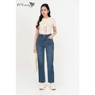 Quần jeans ống đứng phối màu nữ ivy moda ms 25m8729