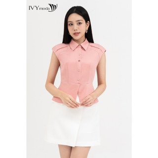 Áo sơ mi peplum cổ đức nữ ivy moda ms 16m8704