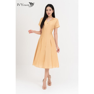 Light Spring Midi Dress - Đầm lụa cổ kiểu nữ IVY moda MS 48M8705
