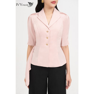 Áo Sơ Mi Cổ V Chiết Eo nữ IVY moda MS 17B9574