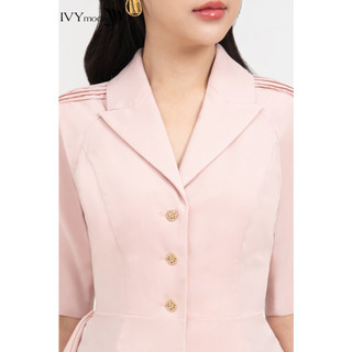 Áo Sơ Mi Cổ V Chiết Eo nữ IVY moda MS 17B9574
