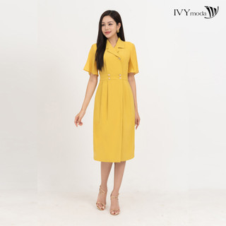 Đầm cổ k phối voan nữ ivy moda ms 48m8414