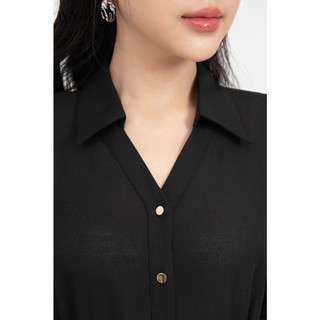 Đầm lụa cổ đức dáng xòe nữ IVY moda MS 48M8682