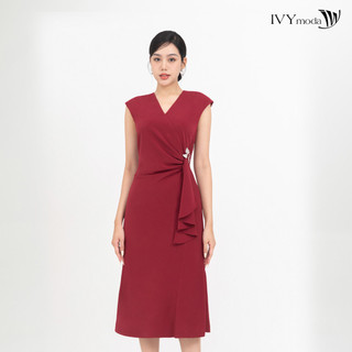 Đầm ôm xếp hoa eo nữ IVY moda MS 41M8424