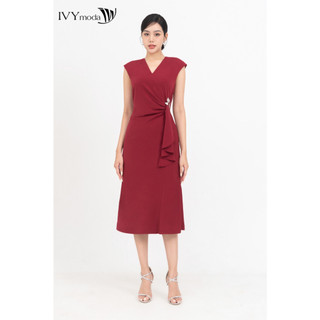 Đầm ôm xếp hoa eo nữ IVY moda MS 41M8424