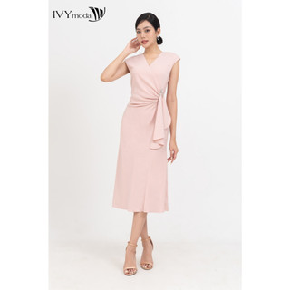 Đầm ôm xếp hoa eo nữ IVY moda MS 41M8424